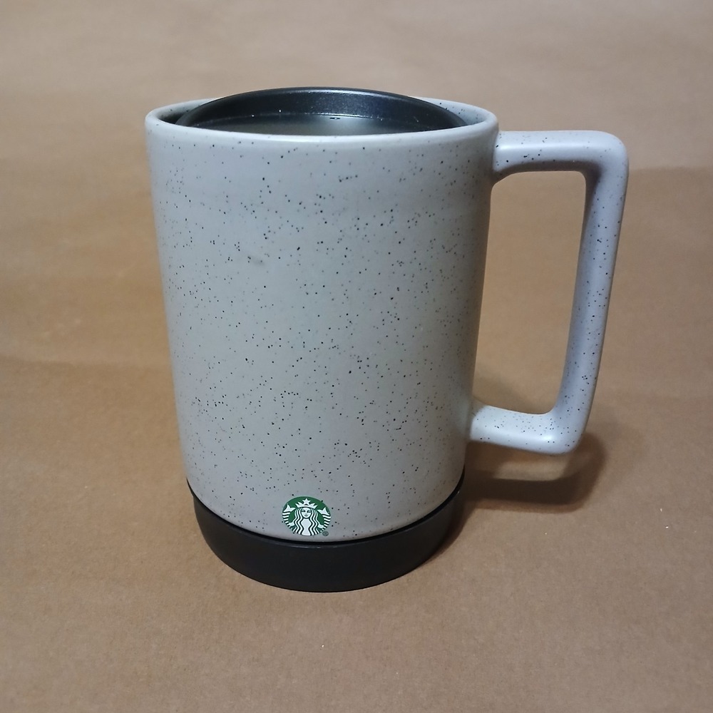 Starbucks Travel Mug 14oz Granite Rubber Bottom Insulated Logo Cup W/ Lid